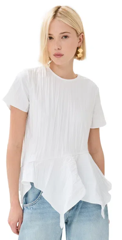 Marques' Almeida Cap Sleeve Plissé Top White