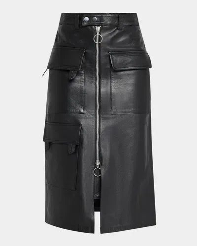 Marques' Almeida Leather Biker Skirt In Black