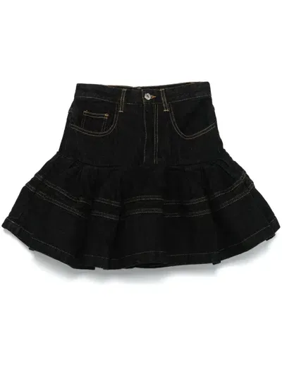 Marques' Almeida Ruffled Denim Skirt In Black