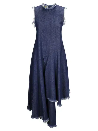 Marques' Almeida Sleeveless Midi Dress With Assymetric Hem In Blue