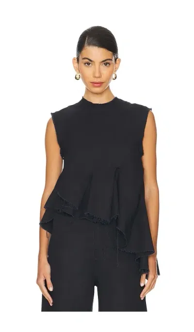 Marques' Almeida Sleeveless Top With Asymmetric Flounce Hem In Black