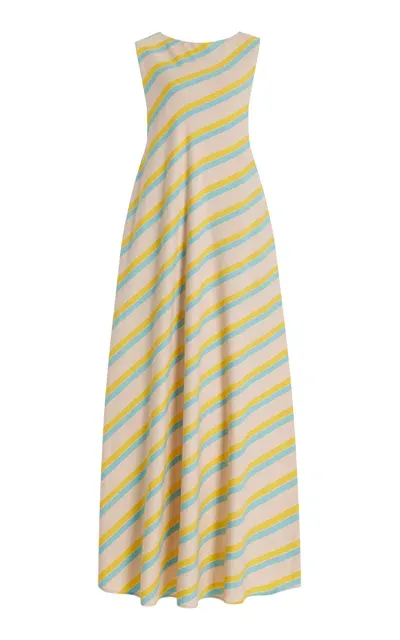 Marrakshi Life Exclusive Striped Cotton Maxi Dress In Yellow