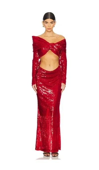 Marrknull Wrapped Maxi Dress In Red