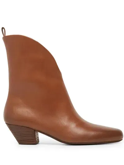 Marsèll Cut-out Leather Ankle Boots In Brown