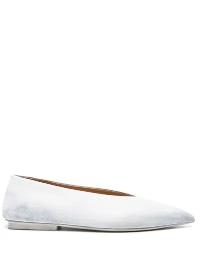 Marsèll Distressed-effect Leather Ballerina Shoes In White