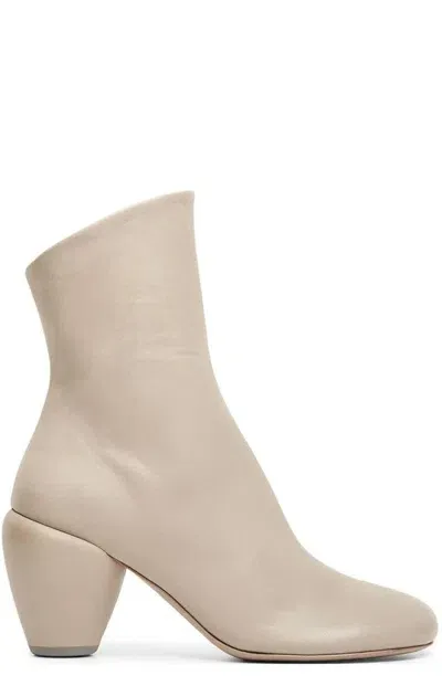 Marsèll Conotto 80mm Leather Ankle Boots In Beige