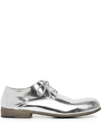 Marsèll Metallic Leather Derby Shoes In Silver