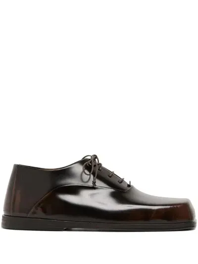 Marsèll Panelled Patent-leather Oxford Shoes In Brown