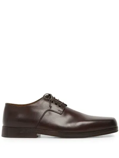 Marsèll Square-toe Leather Derby Shoes In Brown