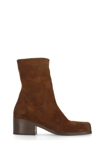 Marsèll Suede Leather Ankle Boots In Brown