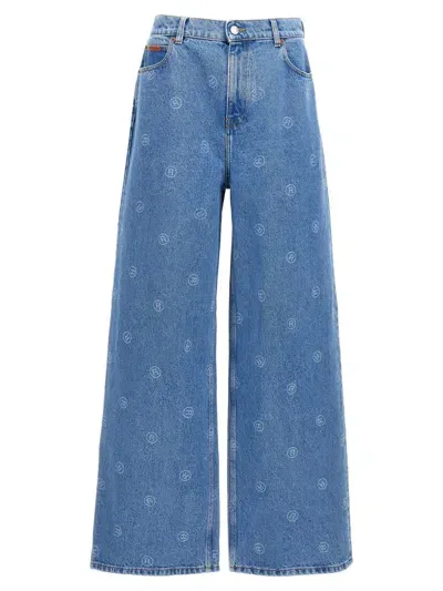 Martine Rose All-over Logo Jeans In Light Blue