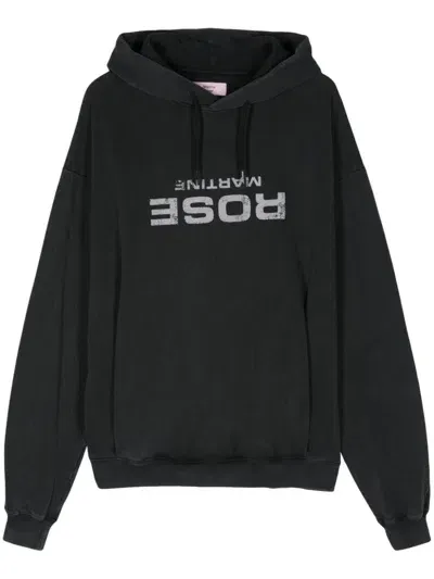 Martine Rose Logo-print Hoodie In Schwarz