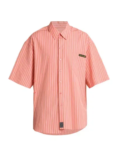 Martine Rose Striped Short-sleeved Shirt In Pink Green Stripe