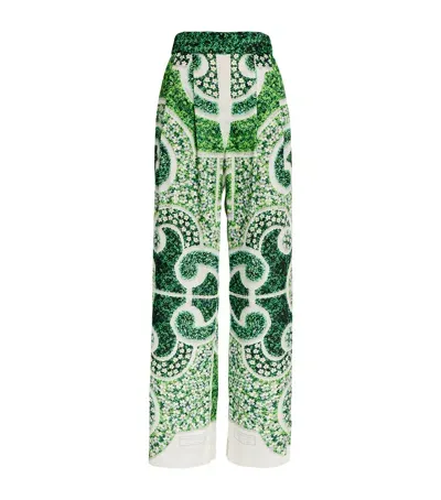 Mary Katrantzou Green Topiary Wide-leg Trousers