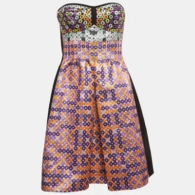 Pre-owned Mary Katrantzou Multicolor Jacquard Strapless Mini Dress M