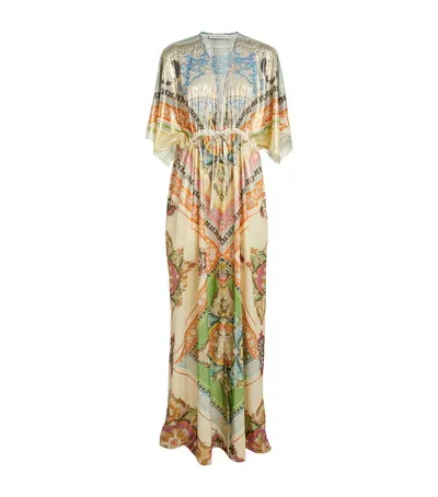 Mary Katrantzou Tile Print Kaftan Maxi Dress In Black