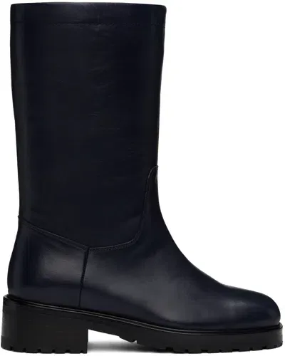 Maryam Nassir Zadeh Navy Belmont Boots In 416 Marina