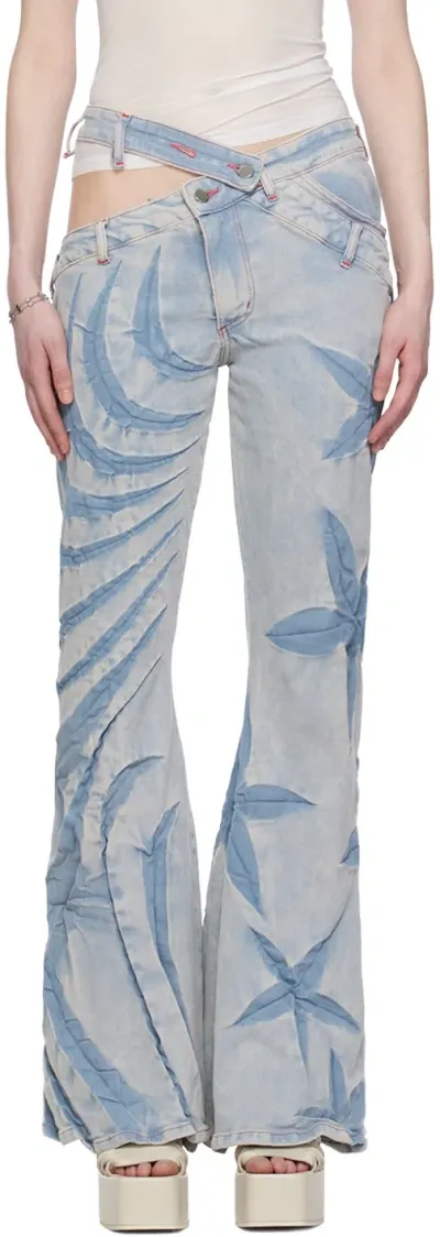 Masha Popova Blue Cutout Jeans In Ghostly Blue