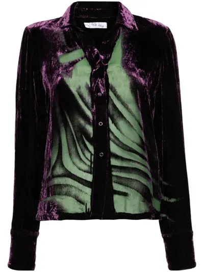 Masha Popova Semi-sheer Velvet Shirt In Green