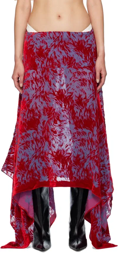 Masha Popova Red & Purple Silk Velvet Handkerchief Maxi Skirt In Crimson Lilac