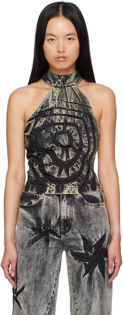 Masha Popova Ssense Exclusive Black Denim Heart Halter Tank Top