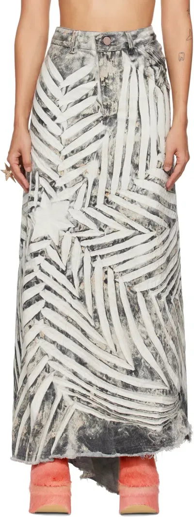 Masha Popova Ssense Exclusive White & Black Denim Maxi Skirt In Noct Earth Camo