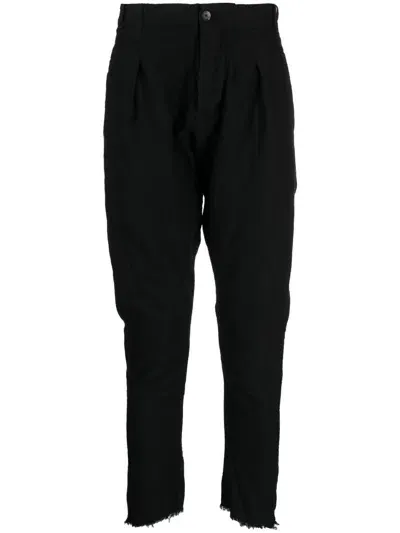 Masnada Tapered-leg Frayed-hem Trousers In Black