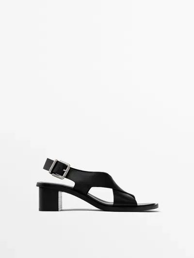 Massimo Dutti Absatzsandalen Kreuzriemchen In Black