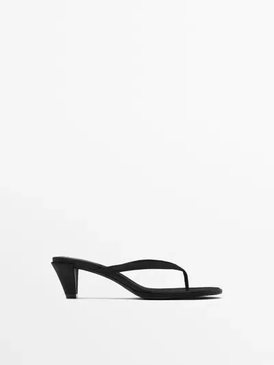 Massimo Dutti Absatzsandalen Satin In Black