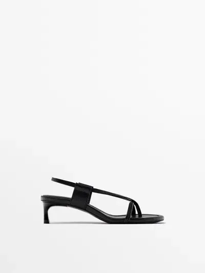 Massimo Dutti Absatzsandalen Steppnähte In Black