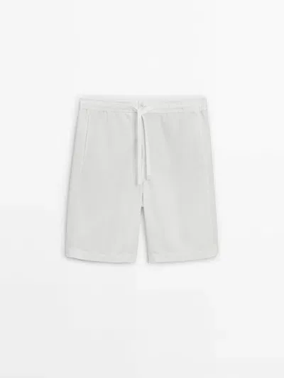 Massimo Dutti Bermudas Baumwolle Und Leinenkordeln In Multi