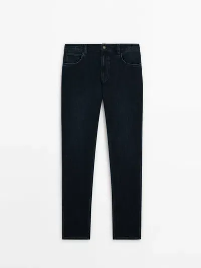 Massimo Dutti Five-pocket-hose Im Slim-fit In Black