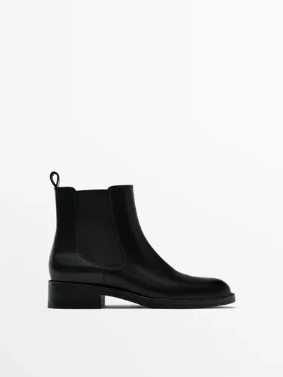 Massimo Dutti Flache Chelsea-boots In Schwarz