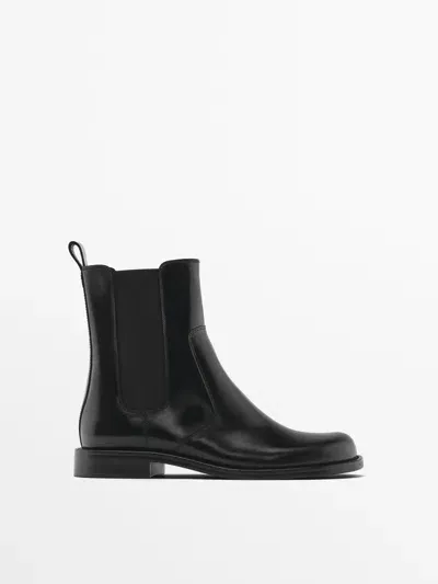 Massimo Dutti Flache Chelsea-boots In Black