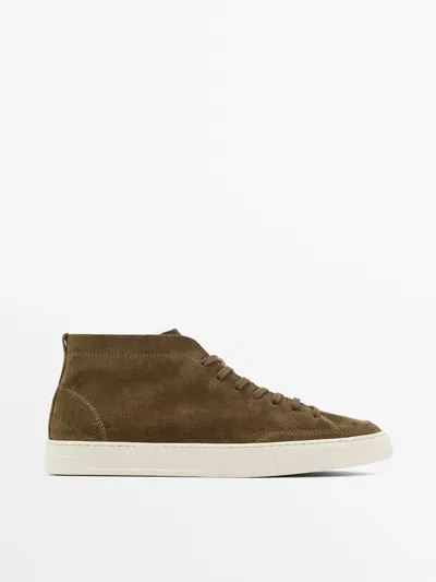 Massimo Dutti Hohe Sneaker Aus Rauleder In Nerzfarben