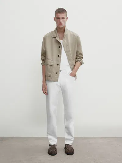 Massimo Dutti Jeans Im Tapered-fit In Neutral