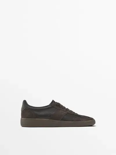 Massimo Dutti Kombinierte Sneaker Aus Rauleder In Brown