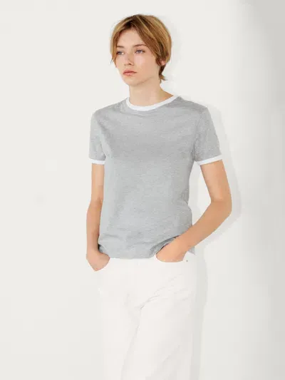 Massimo Dutti Kontrastfarbenes T-shirt In Gray