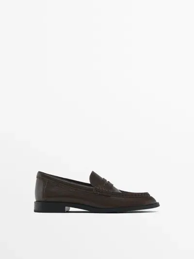 Massimo Dutti Ledermokassins In Brown