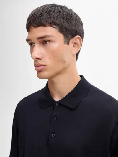 Massimo Dutti Pullover Im Polo-stil Mit Kurzen Ärmeln Aus Wollmischung In Black