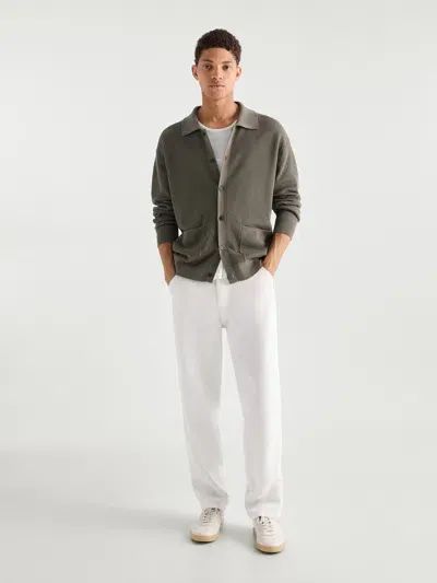 Massimo Dutti Rippenstrick-cardigan Aus Reiner Baumwolle In Gray