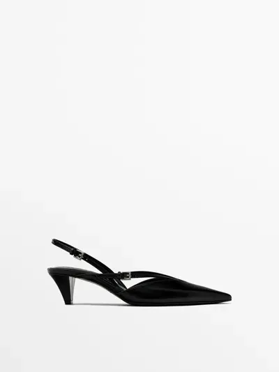 Massimo Dutti Slingback Shoes With Instep Straps In Black