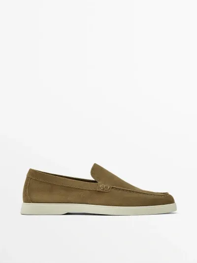 Massimo Dutti Split Suede Leather Loafers In Multicolor