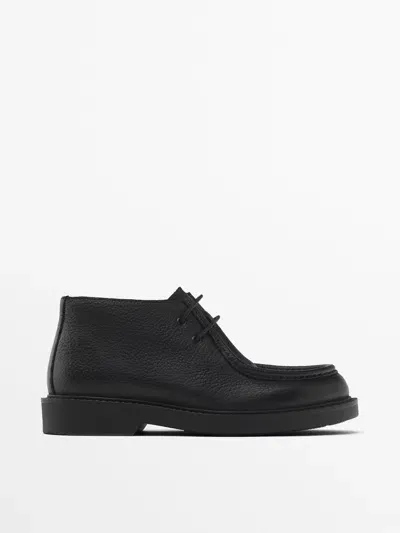 Massimo Dutti Stiefeletten Aus Leder Mit Wulstnaht In Schwarz