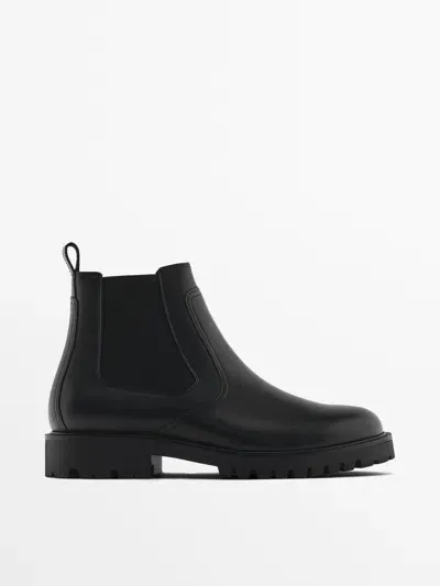 Massimo Dutti Stiefeletten Mit Elastischem Schaft Aus Nappaleder In Black