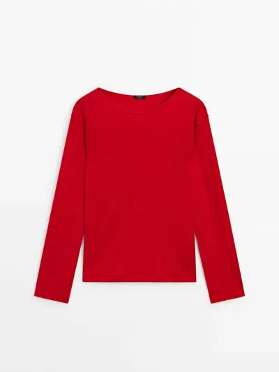 Massimo Dutti Strickpullover Mit Wolle Rundausschnitt In Red