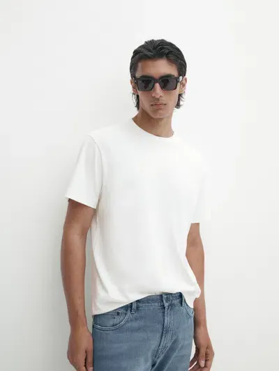 Massimo Dutti T-shirt 100% Baumwolle In White