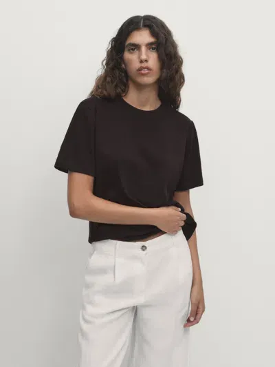 Massimo Dutti T-shirt Cropped In Black