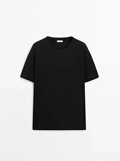 Massimo Dutti T-shirt Wide-fit 100 % Baumwolle In Black