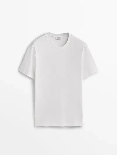 Massimo Dutti T-shirt Wide-fit 100 % Baumwolle In White